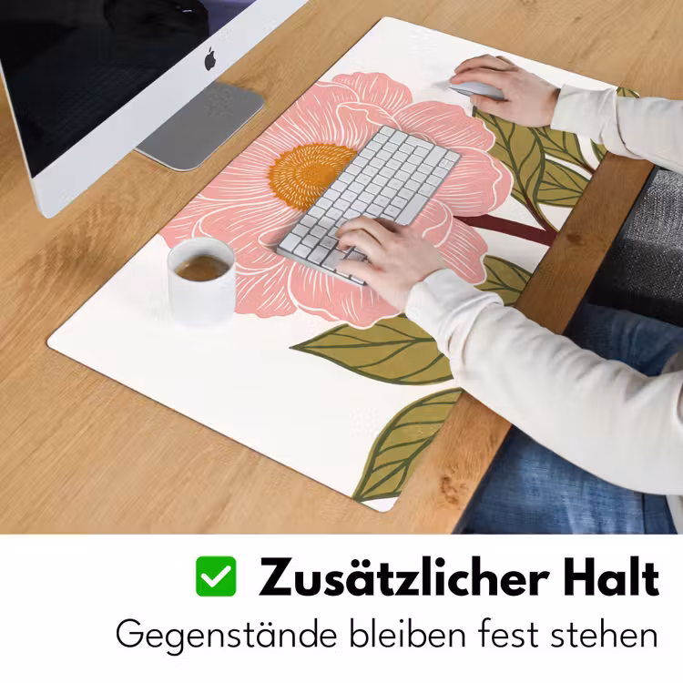 Schreibtischunterlage - Blumen – Rosa – Illustration - Bloemen - Roze - Illustratie Muismat XXL klein