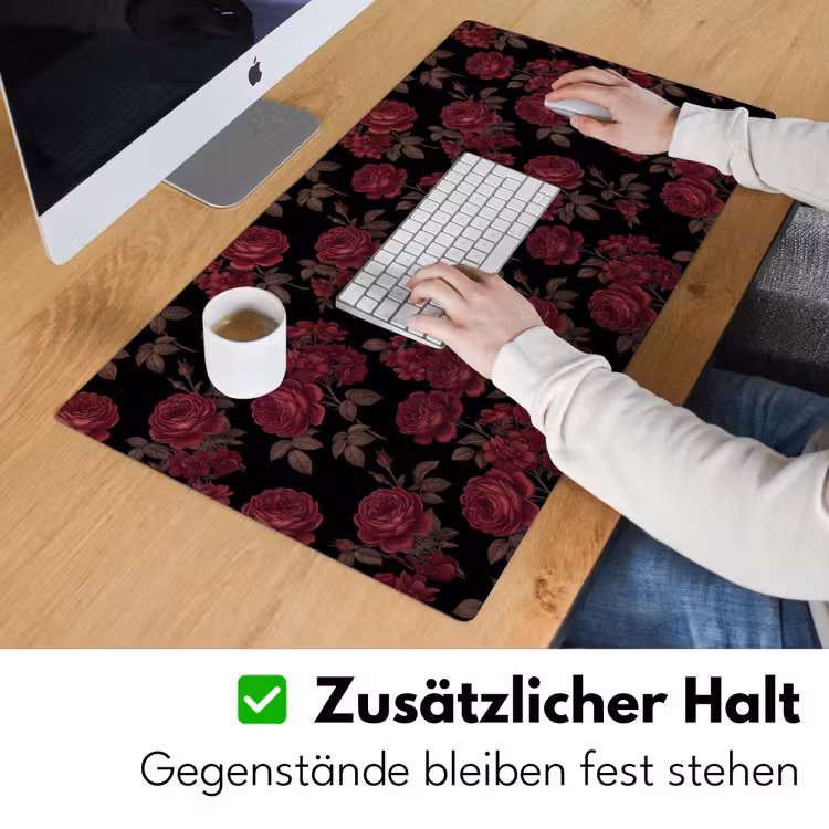 Bloemen - Roos - Patroon - Klassiek - Rood Muismat XXL klein -ysfeer3_duits