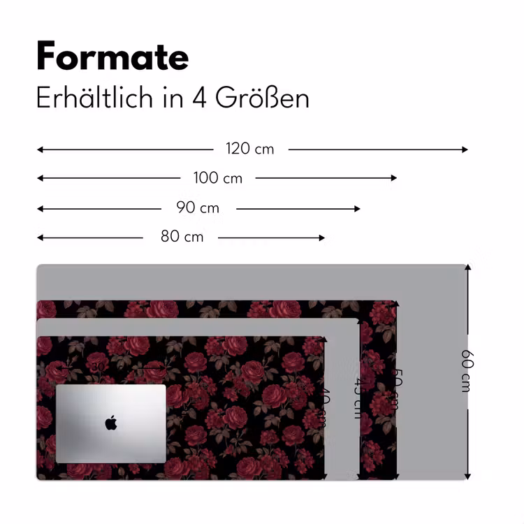 Bloemen - Roos - Patroon - Klassiek - Rood Muismat XXL klein -ysfeer5_duits