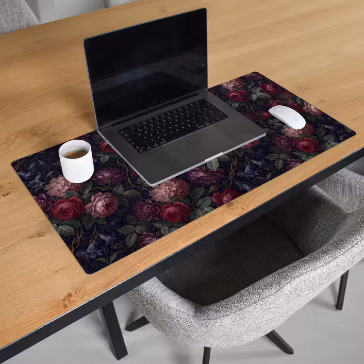 Bloemen - Rood - Klassiek - Donker - Patroon Muismat XXL klein -sfeer1