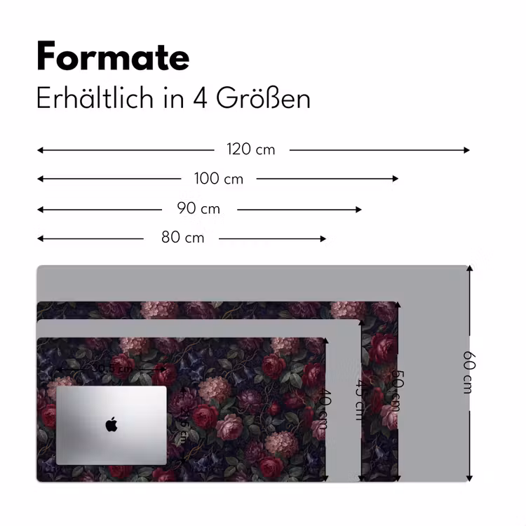 Bloemen - Rood - Klassiek - Donker - Patroon Muismat XXL klein -ysfeer5_duits