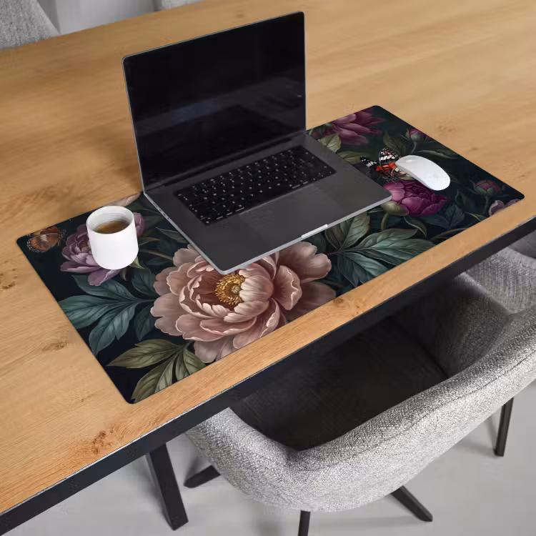 Bloemen - Vlinder - Natuur - Modern - Paars Muismat XXL klein -sfeer1