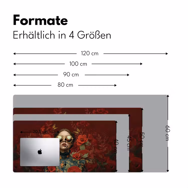 Bloemen - Dieprood - Zonnebril - Vrouw Muismat XXL klein -ysfeer5_duits