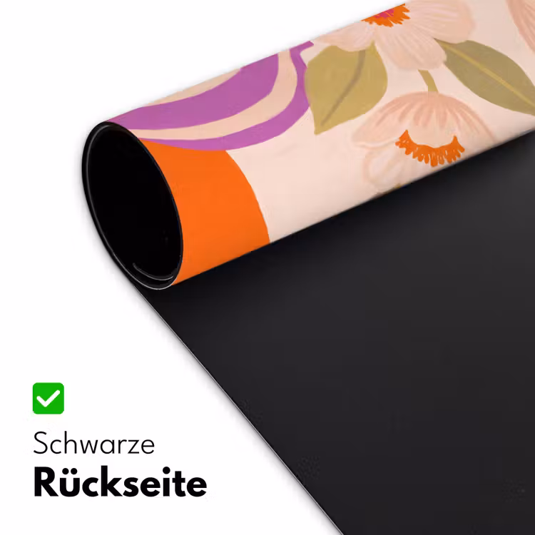 Schreibtischunterlage - Blumen – Vase – Abstrakt – Lila – Orange - Bloemen - Vaas - Abstract - Paars - Oranje Muismat XXL klein