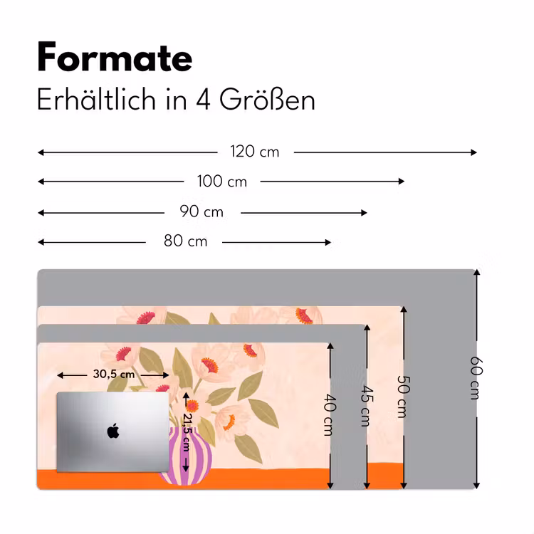 Schreibtischunterlage - Blumen – Vase – Abstrakt – Lila – Orange - Bloemen - Vaas - Abstract - Paars - Oranje Muismat XXL klein