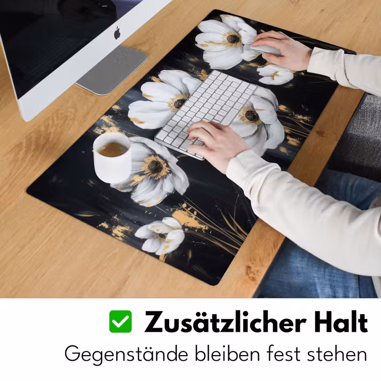 Bloemen - Wit - Abstract Muismat XXL klein -ysfeer3_duits