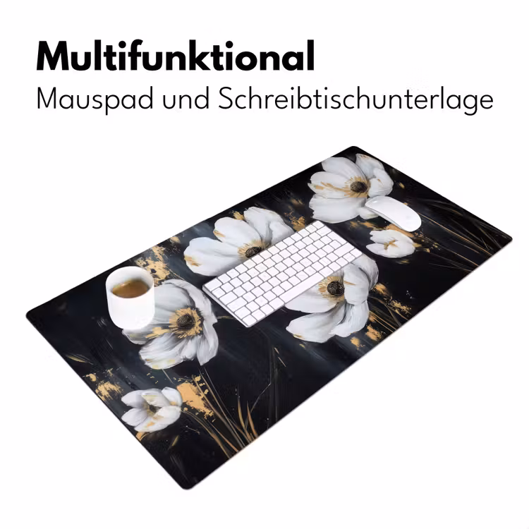 Bloemen - Wit - Abstract Muismat XXL klein -ysfeer4_duits