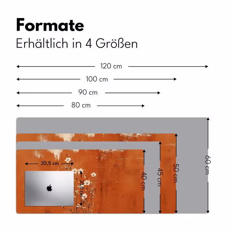 Bloemen - Wit - Subtiel - Roestkleur Muismat XXL klein -ysfeer5_duits