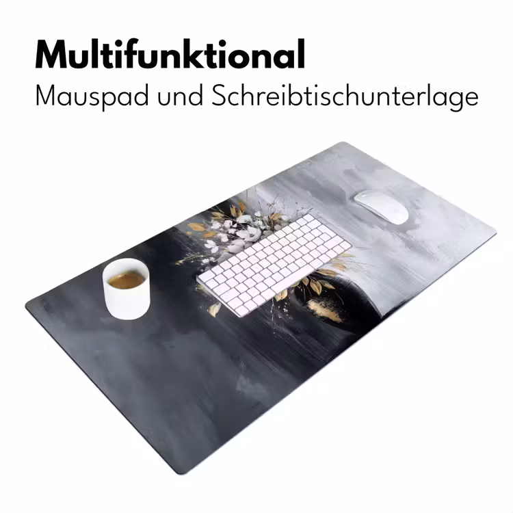 Bloemen - Wit - Vaas - Abstract Muismat XXL klein -ysfeer4_duits