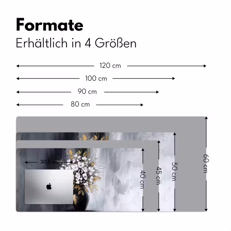 Bloemen - Wit - Vaas - Abstract Muismat XXL klein -ysfeer5_duits