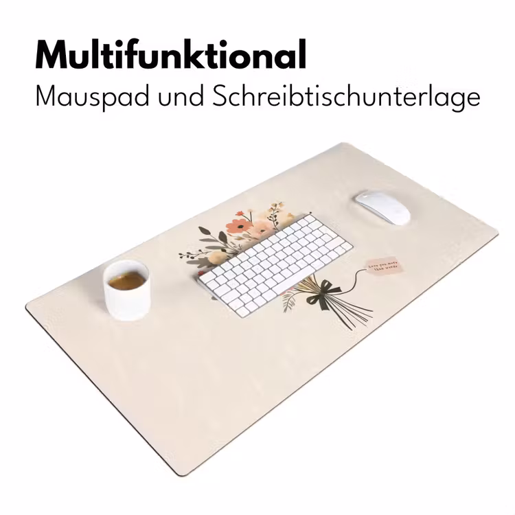 Bloemen - Quote - Beige - Lint Muismat XXL klein -ysfeer4_duits