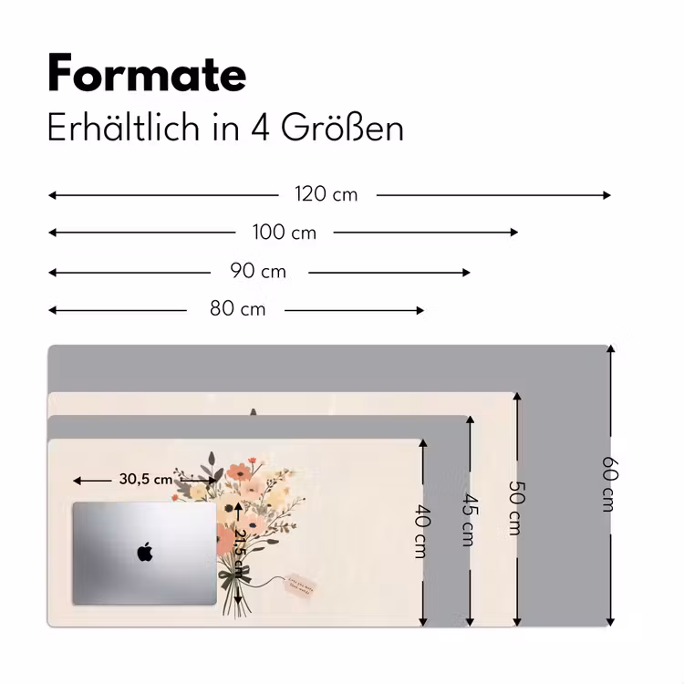 Bloemen - Quote - Beige - Lint Muismat XXL klein -ysfeer5_duits