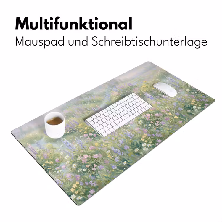 Bloemenveld - Heuvels - Kleurrijk Muismat XXL klein -ysfeer4_duits