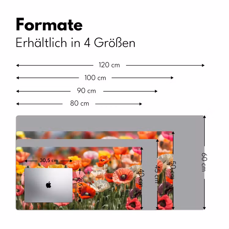 Bloemenveld - Klaprozen - Kleurrijk Muismat XXL klein -ysfeer5_duits