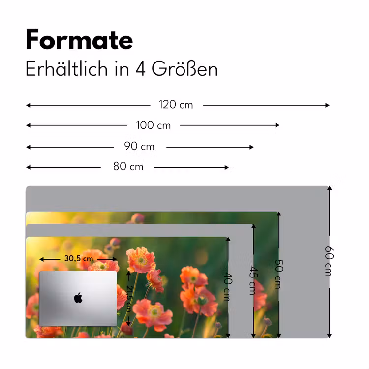 Bloemenveld - Zonnestralen - Oranje Muismat XXL klein -ysfeer5_duits