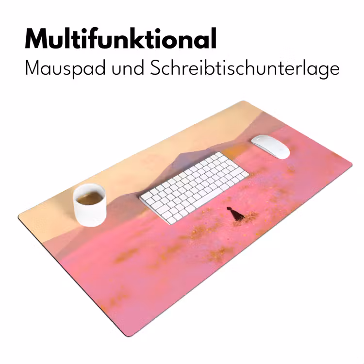 Bloemenweide - Heuvels - Silhouet - Roze Muismat XXL klein -ysfeer4_duits