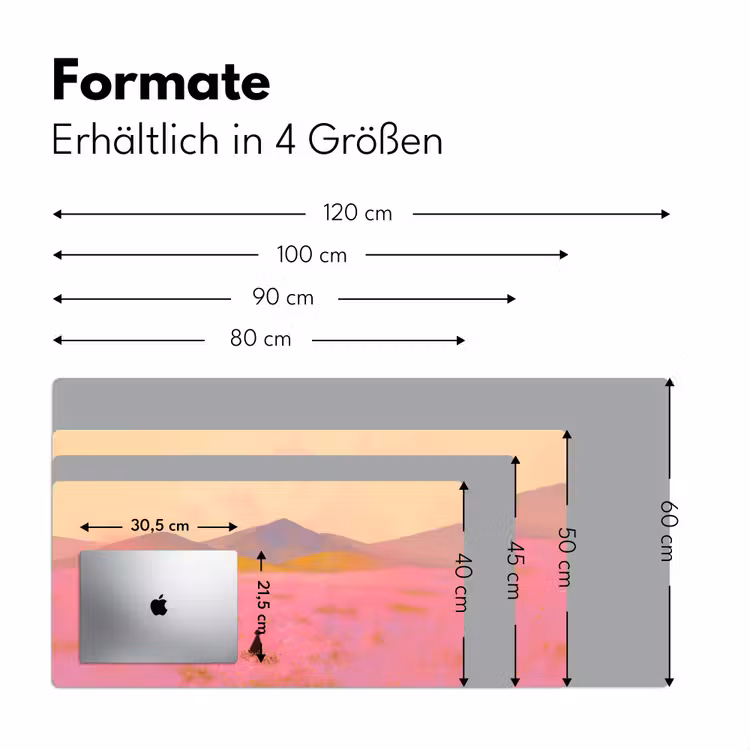 Bloemenweide - Heuvels - Silhouet - Roze Muismat XXL klein -ysfeer5_duits