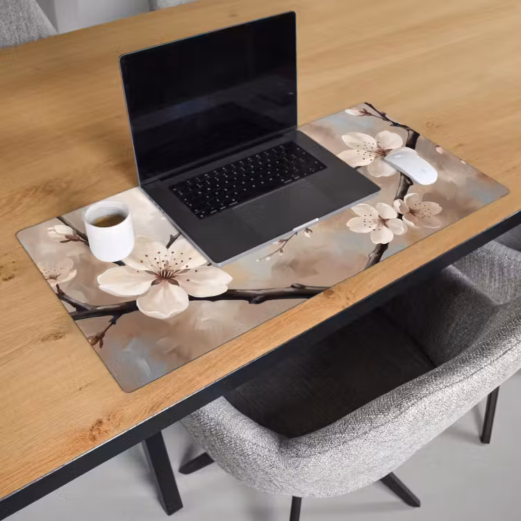 Bloesem - Takken - Schilderij - Beige - Serene Muismat XXL klein -sfeer1