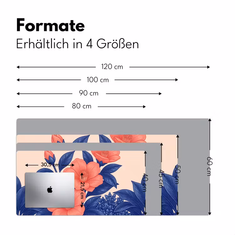 Schreibtischunterlage - Blüten – Blätter – Botanik - Bloemen - Bladeren - Botanisch Muismat XXL klein