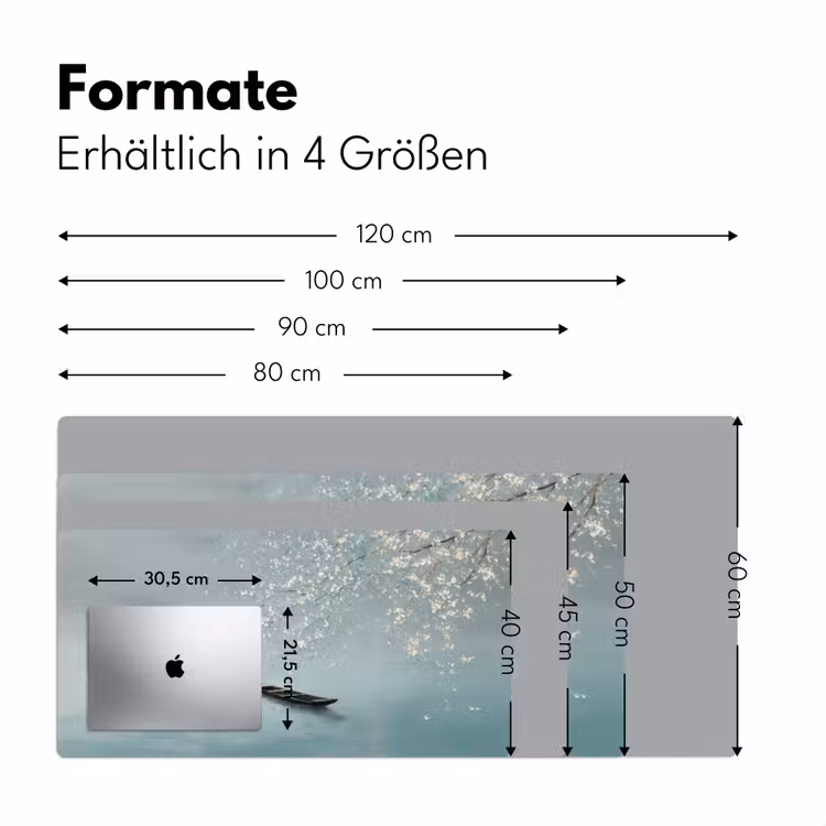 Bloesems - Minimalistisch - Wateroppervlak - Boot Muismat XXL klein -ysfeer5_duits