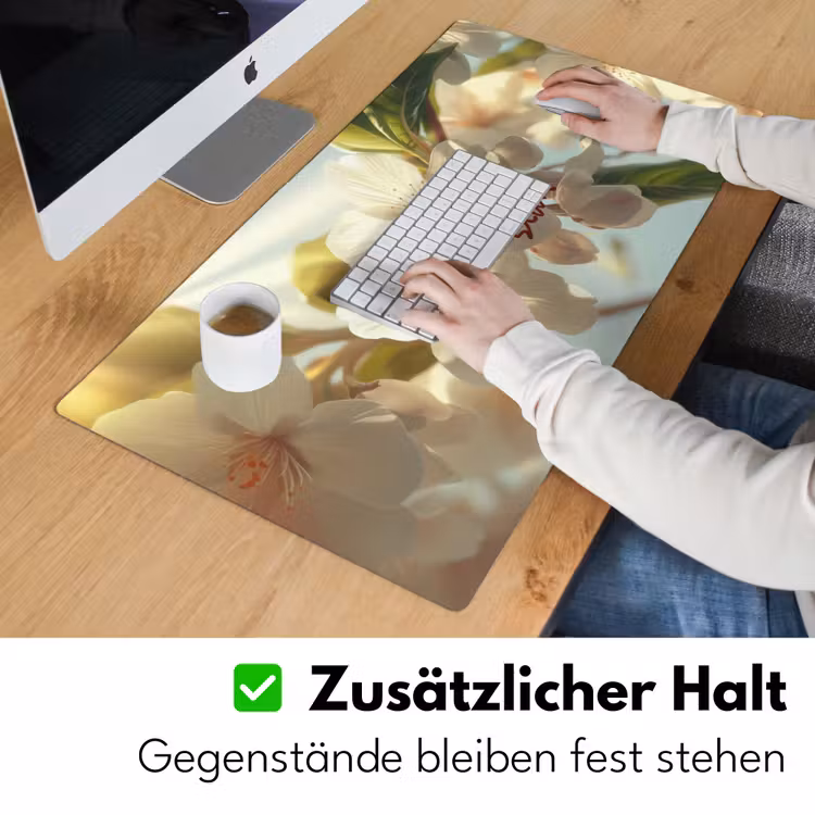 Bloesems - Zonlicht - Quote - Wit Muismat XXL klein -ysfeer3_duits
