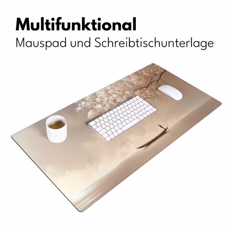 Bloesems - Wit - Boot - Minimalistisch Muismat XXL klein -ysfeer4_duits