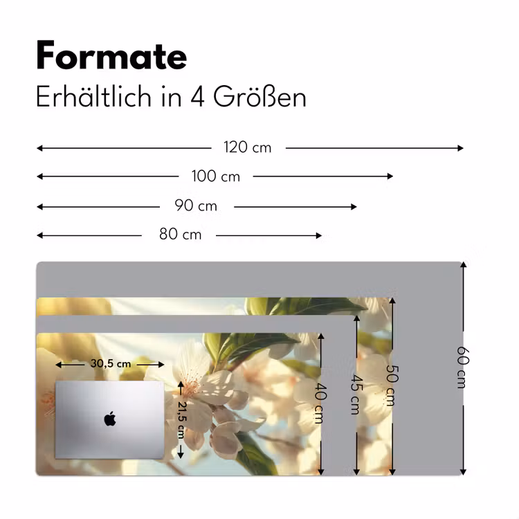 Bloesems - Wit - Zonnestralen - Bloemblaadjes Muismat XXL klein -ysfeer5_duits