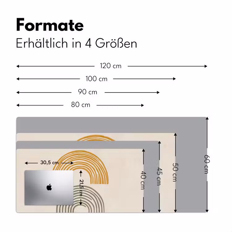 Bogen - Lijnen - Oranje - Minimalistisch Muismat XXL klein -ysfeer5_duits