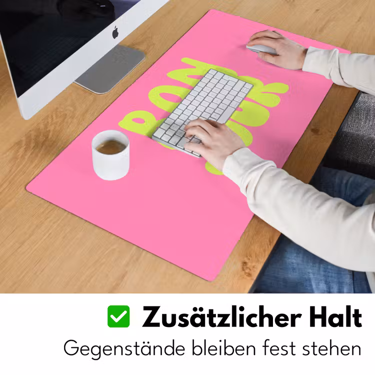 Bonjour - Roze - Fel groen Muismat XXL klein -ysfeer3_duits