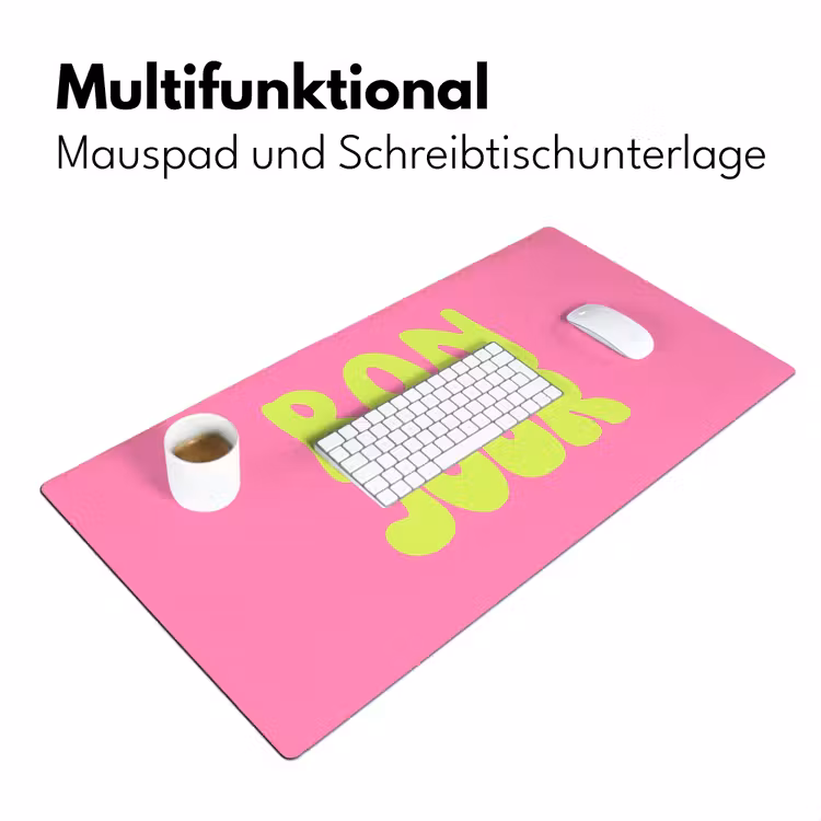Bonjour - Roze - Fel groen Muismat XXL klein -ysfeer4_duits