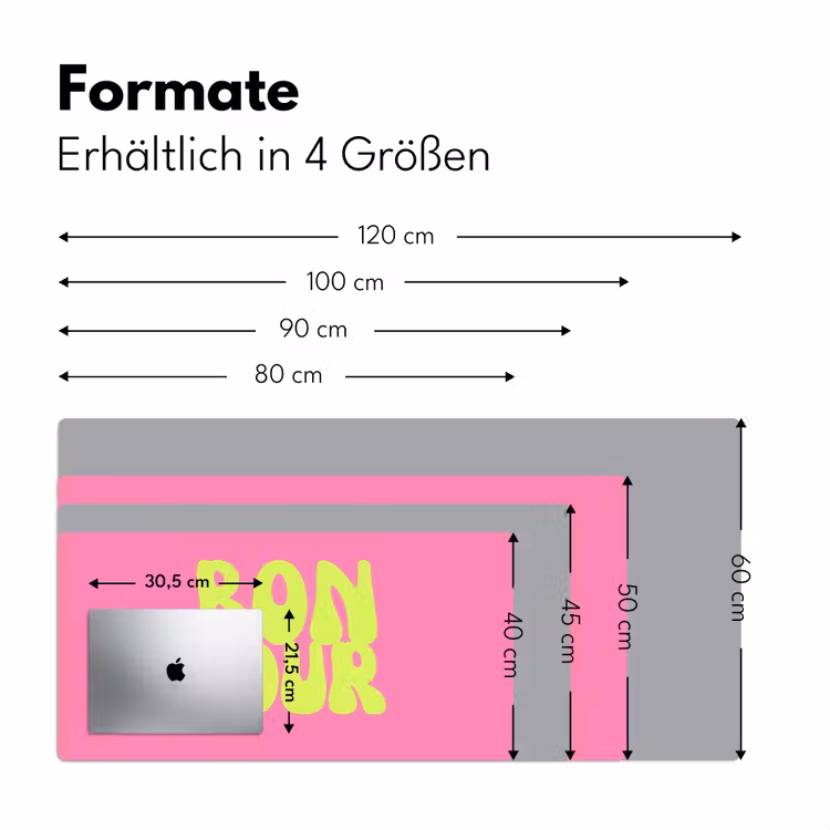 Bonjour - Roze - Fel groen Muismat XXL klein -ysfeer5_duits