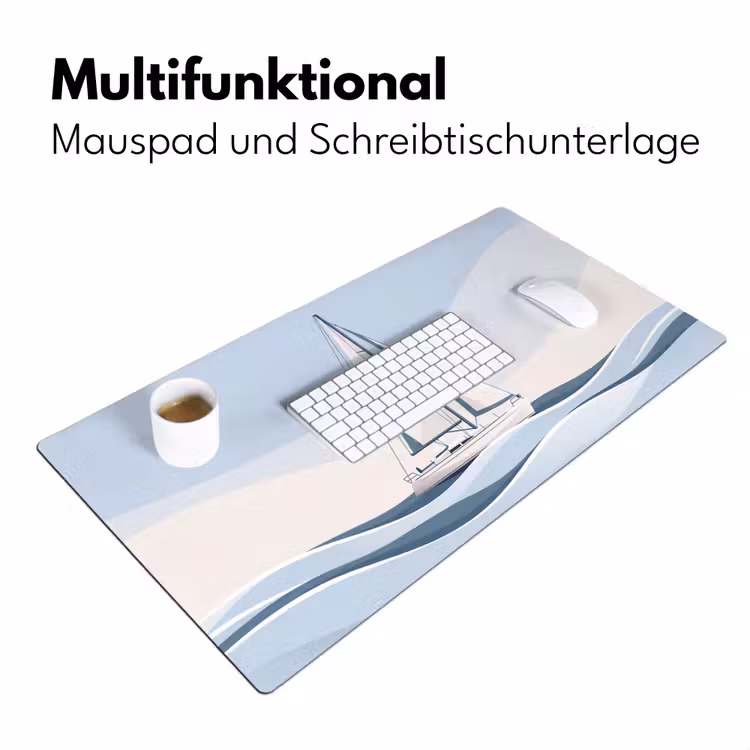 Schreibtischunterlage - Boot – Segel – Meer – Modern – Beige - Boot - Zeil - Zee - Modern - Beige Muismat XXL klein