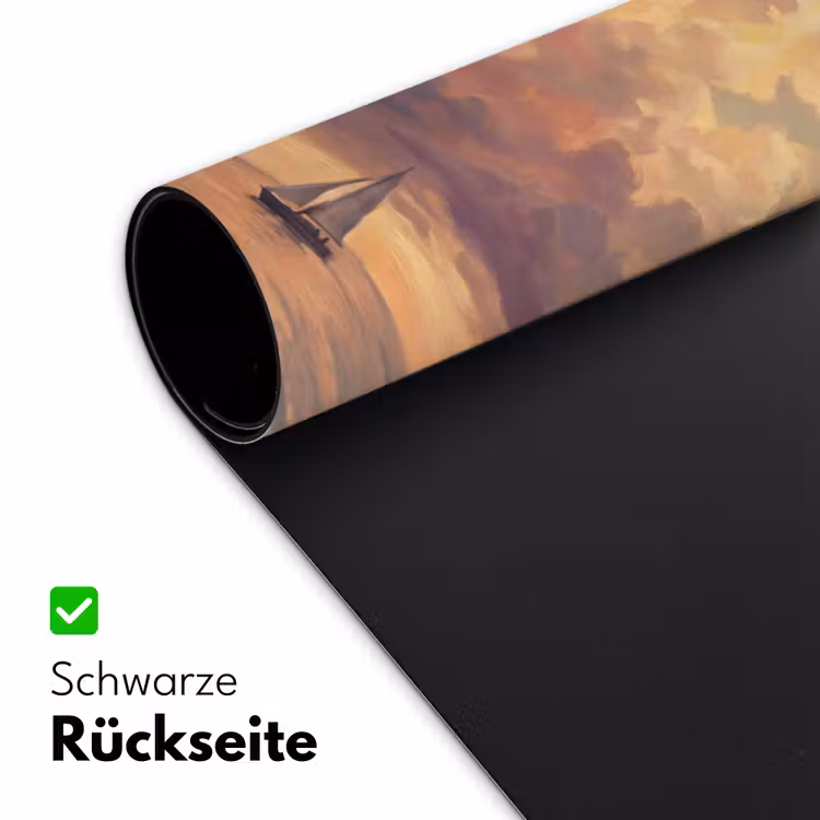 Boot - Zonsondergang - Zee - Natuur - Goud Muismat XXL klein -ysfeer2_duits