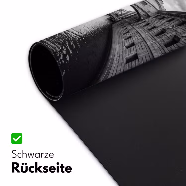 Boot - Waterweg - Stad - Zwart-wit - Architectuur Muismat XXL klein -ysfeer2_duits