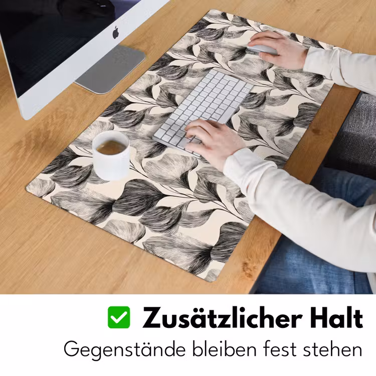 Botanisch - Bladeren - Zwart Muismat XXL klein 681 -ysfeer3_duits