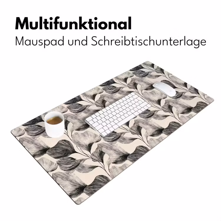 Botanisch - Bladeren - Zwart Muismat XXL klein 681 -ysfeer4_duits