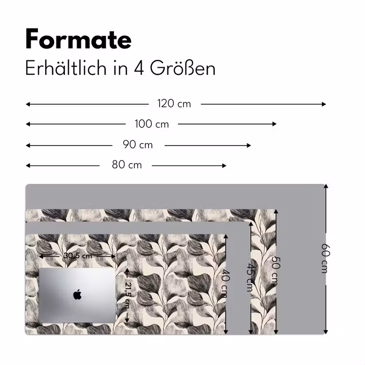 Botanisch - Bladeren - Zwart Muismat XXL klein 681 -ysfeer5_duits