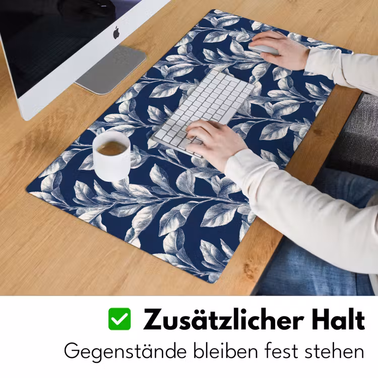 Botanisch - Patroon - Blauw Muismat XXL klein 681 -ysfeer3_duits