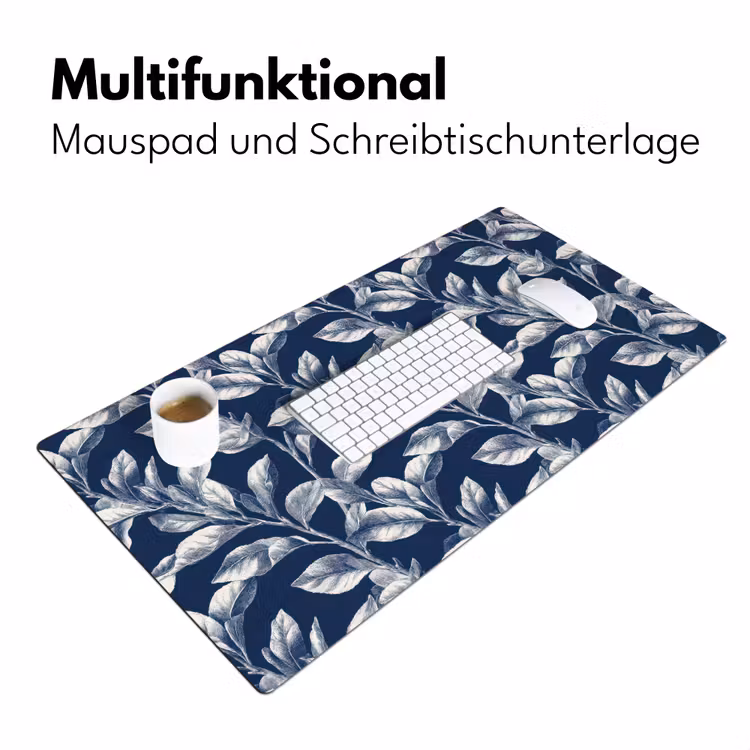 Botanisch - Patroon - Blauw Muismat XXL klein 681 -ysfeer4_duits