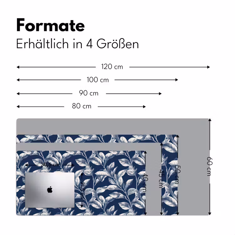 Botanisch - Patroon - Blauw Muismat XXL klein 681 -ysfeer5_duits