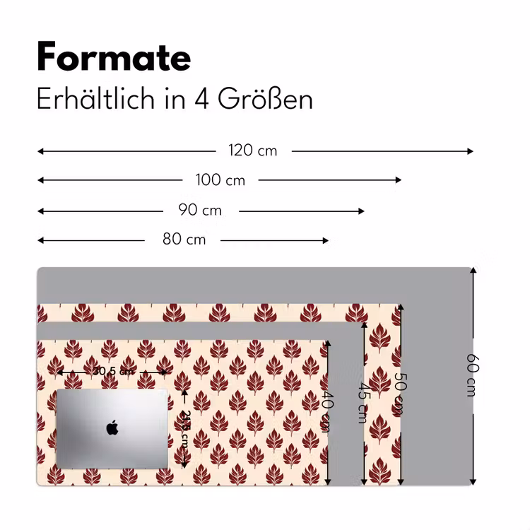 Botanisch - Patroon - Bordeaux Muismat XXL klein 681 -ysfeer5_duits