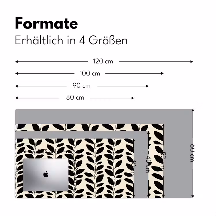 Botanisch - Dessin - Zwart - Beige Muismat XXL klein 681 -ysfeer5_duits
