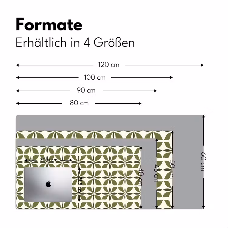 Botanisch - Retro - Groen Muismat XXL klein 681 -ysfeer5_duits