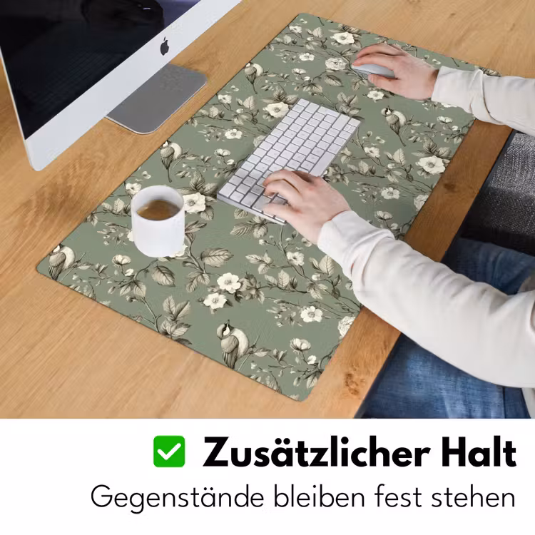Botanisch - Vogels - Groen Muismat XXL klein 681 -ysfeer3_duits
