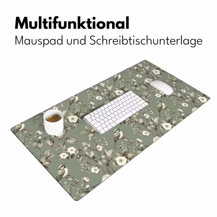 Botanisch - Vogels - Groen Muismat XXL klein 681 -ysfeer4_duits