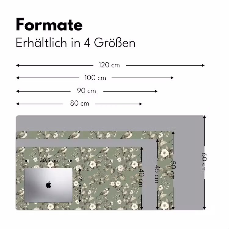 Botanisch - Vogels - Groen Muismat XXL klein 681 -ysfeer5_duits