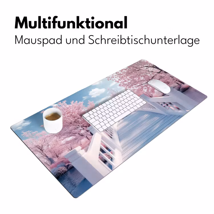 Brug - Kersenbomen - Wit Muismat XXL klein -ysfeer4_duits