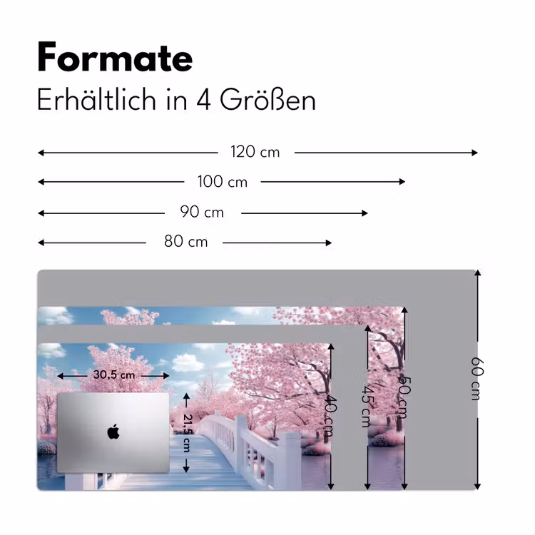 Brug - Kersenbomen - Wit Muismat XXL klein -ysfeer5_duits