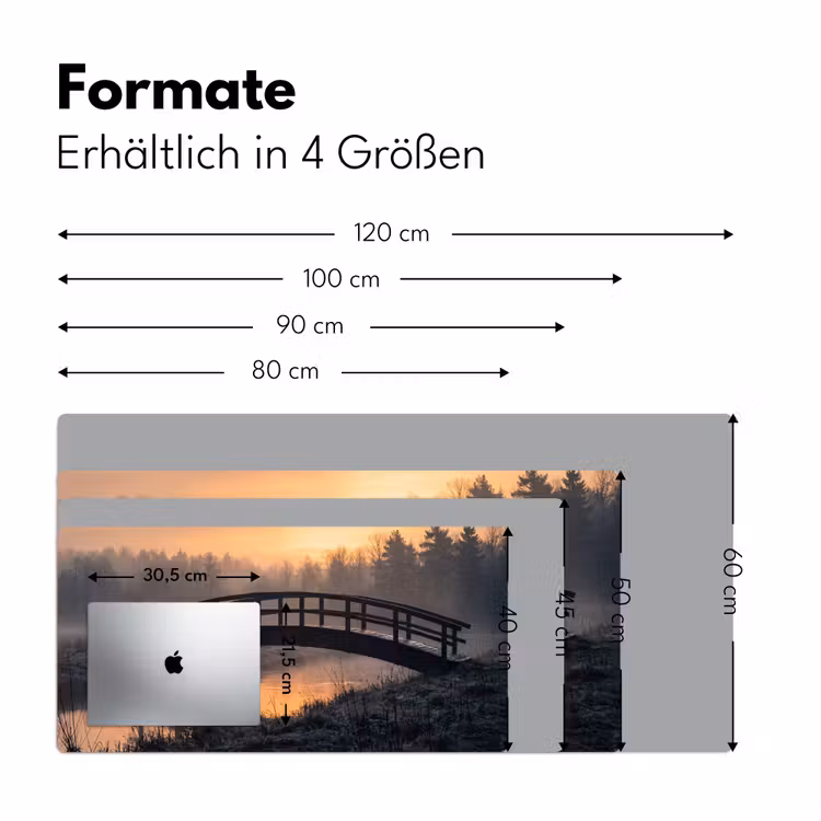 Brug - Mist - Bomen - Water Muismat XXL klein -ysfeer5_duits