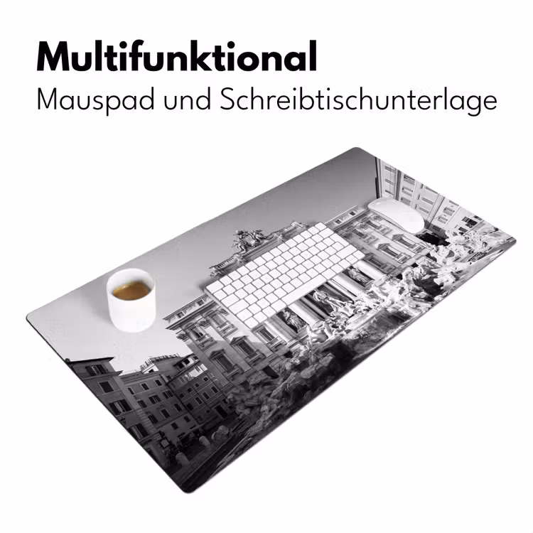 Fontein - Beelden - Architectuur - Zwart-wit Muismat XXL klein -ysfeer4_duits